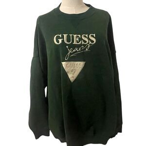 VINTAGE GUESS ORIGINALS Mens Crewneck Sweatshirt Green Size XL RARE